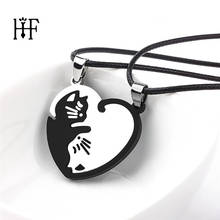 1 par de collares de joyería para parejas, collar de gato de empalme de acero inoxidable, colgante de corazón de amor redondo Yin Yang, collar de joyería para amantes 2024 - compra barato