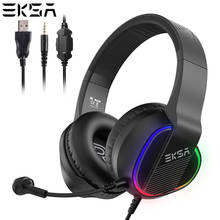 Eksa-fone de ouvido para jogos e400, estéreo, 3d, luzes rgb, com fio, microfone, para pc, ps4, xbox one, nintendo, telefone 2024 - compre barato