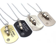 Fashion 4 Colors Army Bullet Dog Tag Pendant Necklace for Men Woman Simple Punk Rock Hip Hop Chains Jewelry Gift Long Necklace 2024 - buy cheap