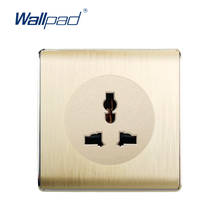 Wallpad 3 Pin MF Socket Wall Power Socket Electric Outlet Gold PC Brushed Panel For Home 2024 - buy cheap