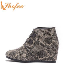 Print Ankle Boots High Heels Woman Round Toe Booties Lace Up Ladies Fashion Shoes Size 12 15 shofoo, for spring autumn winter, super High (8cm-up), animal prints 2024 - buy cheap