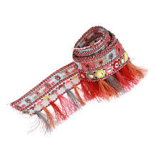 1 Yard Red Ethnic Jacquard Ribbon Tassel Fringe Trim DIY Crafts Supplies 2024 - buy cheap