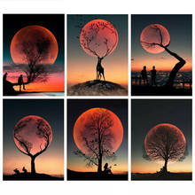 5D DIY Diamond Painting Kit Full Drill Landscape Moon Diamond Embroidery Cross Stitch Tree Rhinestones Mosaic Home Decor 2024 - buy cheap