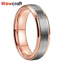 6mm Rose Gold Womens Tungsten Ring Mens Wedding Band Stepped Beveled Edges Brushed Finish Comfort Fit 2024 - buy cheap