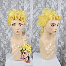 Anime jojo aventura bizarra giorno giovanna vento dourado amarelo estilo peruca resistente ao calor do cabelo perucas perucas cosplay + peruca boné 2024 - compre barato