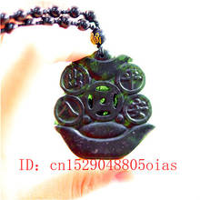 Natural Black Green Chinese Jade Treasure Pendant Beads Necklace Charm Jewelry Obsidian Accessories Carved Amulet Gifts for Men 2024 - buy cheap
