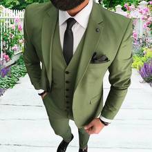 Trajes de negocios para hombre, traje de ajuste Regular, 3 piezas, esmoquin para graduación, Blazer sólido + chaleco + Pantalones para novios, boda y fiesta 2024 - compra barato