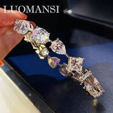 Luomansi pulseira de diamante muito alto carbono 100% s925 prata coração em formato de cordão quadrado bracelete mais vendido joias atacado 2024 - compre barato