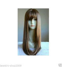 Frete grátis quente resistente ao calor cabelo de festa>>> nova peruca cosplay reta marrom escuro longo peruca wigmen feminino 2024 - compre barato