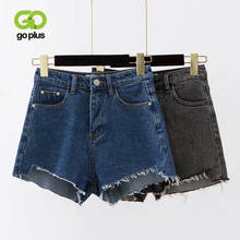 Goplus short feminino vintage cintura alta, azul cinza, perna larga feminino, calção de verão para mulheres com borla 2024 - compre barato
