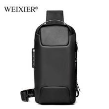 Bolsa de mensajero Oxford impermeable con USB para hombre, bolso de hombro antirrobo, bolsa de mensajero corta multifunción de viaje, bolsa de pecho deportiva para hombre 2024 - compra barato