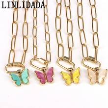 5Pcs Fashion Plating Chain Butterfly Shaped Acrylic Gold Color Choker Necklace For Girls Statement Jewelry 2024 - buy cheap