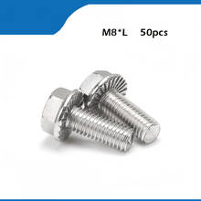 50pcs/lot DIN6921 Stainless steel hex flange bolt serrated flanged bolt M8*/10/12/16/20/25/30/35/40/45/50/55/60/65/70/75/80 2024 - buy cheap