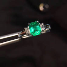 Anel feminino esmeralda natural, anel em prata 925 para mulheres, design fresco e adorável, melhor opção de presente 2024 - compre barato