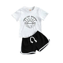 Citgeett Summer Kids Baby Boys 2-piece Outfit Set Short Sleeve Letter Print Tops+Shorts Set Casual Clothes 2024 - buy cheap