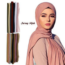 Женский шарф из Джерси, хлопковый мусульманский хиджаб, длинные шарфы из пашмины, лидер продаж, 2019 2024 - купить недорого