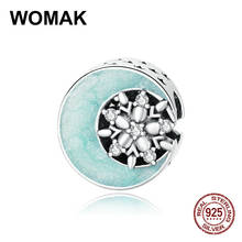 New 100% 925 sterling silver Snow  Moonlight charm snowflake pendant fit bracelet beads enamel jewelry for women fashion jewelry 2024 - buy cheap