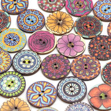 50pcs Retro Button Printing Round Wooden Buttons 2-Holes Decorative Button For Clothing DIY Crafts Sewing Scrapbooking 20-25mm 2024 - buy cheap