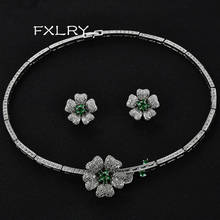 Fxlry-colares com flores de cristal transparente, conjunto de joias para casamento, com zircônio cúbico, micro incrustação 2024 - compre barato