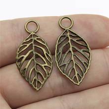 WYSIWYG 10pcs 32x16mm Vintage Hollow Leaf Pendants Charm For Jewelry Making Antique Bronze Color Leaf Pendants Charm Leaf 2024 - buy cheap