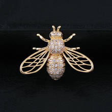 Trendy Animal Crystal Bee Brooch Metal Zircon Lapel Pins Men's Suit Shirt Small Collar Pin Corsage Jewelry for Women Accessories 2024 - buy cheap
