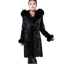 Women 2020 Fur Jacket Female Outerwear Imitation Fox Fur Collar Hooded Female Winter Overcoat Thicken Warm Mink Fur Coat FC191 2024 - buy cheap