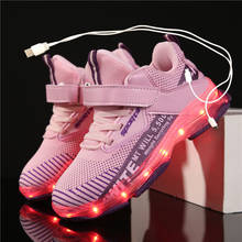 Tamanho 26-36 usb chargering led sapatos para crianças e adultos ilumine acima tênis para meninos meninas masculino feminino sapatos de festa de incandescência 2024 - compre barato