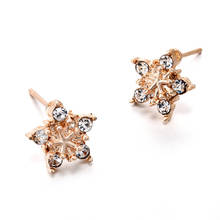 Fashion Korean Cute Gold Tone Crystal Rhinestone Snowflake Ear Stud Earrings Jewelry for Women Flower Earrings 2024 - buy cheap