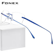 FONEX Pure Titanium Eyeglasses Frame Men Rimless Prescription Square Glasses 2020 Women Frameless Myopia Optical Eyewear 8555 2024 - buy cheap