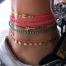 ZHINI Shell Pendant Anklets 2019 For Women New Vintage Stone Beads Shell Anklet Bohemian Bracelets On Leg BOHO Jewelry 2024 - buy cheap