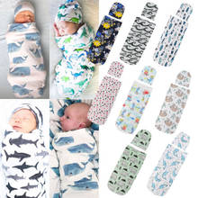 Одежда для сна для новорожденных девочек и мальчиков от 0 до 12 месяцев, одеяло, Теплый Пеленальный спальный мешок + шапочка, 2 предмета, муслиновая накидка, пеленание 2024 - купить недорого