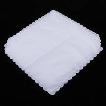 12pcs Cotton Hankie Wedding Bridal Handkerchiefs DIY Blank Wavy Edge Hanky Bulk 2024 - buy cheap