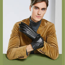 Genuine Leather Gloves Male Autumn Winter Plus Velvet Thicken Touch Screen Driving Sheepskin Gloves Men Keep Warm ZX8013 2024 - buy cheap