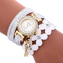 Relógio analógico feminino quartz, pulseira de couro pu, casual, liga metálica, presente, novo, 2019 2024 - compre barato