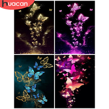 Huacan pintura diamante borboleta 5d diy, pintura diamante bordado mosaico animal ponto cruz arte de parede presente artesanal 2024 - compre barato