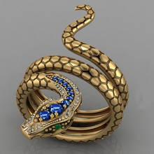 New European Retro Punk Exaggerated Spirit Gold Snake Ring Fashion Personality Stereoscopic Ring Party Jewelry 2024 - buy cheap