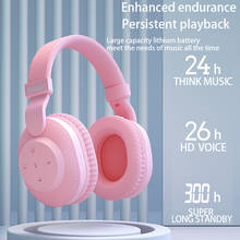 Novos fones de ouvido femininos, headset tf com bluetooth 525, cartão de memória, hifi, fm, play, rosa, para meninas 2024 - compre barato