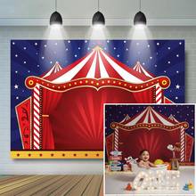 Telón de fondo para fotografía de niños, telón con temática de circo, Carnaval, circo, pastel, Smash, decoración para fiesta de cumpleaños, azul marino, cielo rojo, Carnaval 2024 - compra barato