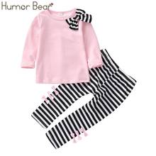 Humor Bear Baby Girls Sets Long Sleeve Tops+Striped Pants Spring Autumn Children Clothing Sets Girls Clothes Kids Outfits 2024 - buy cheap