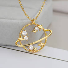 Zircon estrela terra planeta colares para mulheres ouro prata cor corrente de aço inoxidável masculino feminino pingente colar jóias 2024 - compre barato