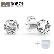 298311CZ 2021 Popular 100% 925 Sterling Silver Transparent Sparkling Crown Stud Earrings Women's Jewelry Free Wholesale Shipping 2024 - buy cheap