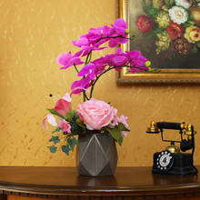 Florero de cerámica de imitación Phalaenopsis, decoración de muebles para el hogar, sala de estar, tienda, mesa de oficina, figuritas artesanales 2024 - compra barato