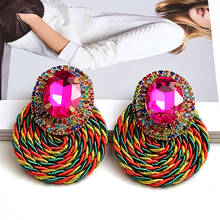 New Style Colorful Crystal Earrings High-quality Rhinestone Handmade Round Drop Earring Fashion Jewelry Accessories For Women 2024 - buy cheap