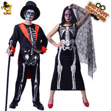 QLQ Halloween Costume for Women Scary Skeleton Dress Role Playing Men's Skull Bride Groom Jumpsuit Cosplay Purim Costumes 2024 - buy cheap
