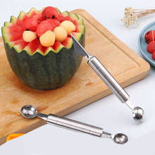 Cuchillo de acero inoxidable de doble cabeza para tallar fruta y melón, cuchara de pulpa de sandía, accesorio de tallado de cocina para helado 2024 - compra barato