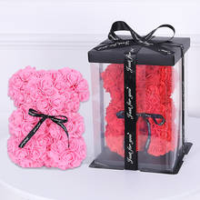 Подарок на день Святого Валентина, красного, розового, белого цветов, с Тедди розовый медведь 25 см с коробкой Искусственные из ПЭ цветок коробка для подруги подарок свадебный Декор 2024 - купить недорого