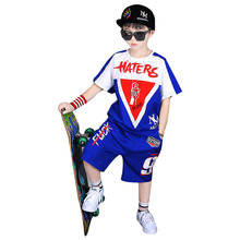 2 Pieces/set Suit Kids Teenage Boys Clothing Sets Hip-hop Dancing Sports Tracksuits Cotton T-shirt + Shorts Boys Summer Outfits 2024 - buy cheap