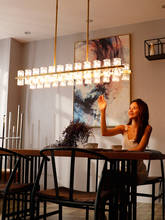 Post-modern dining room chandelier Hong Kong-style simple study room all-copper lamps Light luxury club bar table crystal lamp 2024 - buy cheap