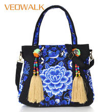 Veowalk Bohemian Tassel  Women Cotton Embroidered Handbag Multi-Function Crossbody Shoulder Bag Retro Large Shopping Bag 2024 - buy cheap