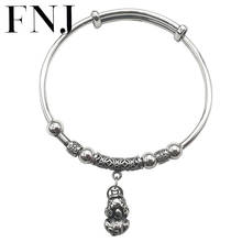 FNJ S990 Pixiu Charme Pulseira 990 Prata pura Original Pulseiras De Prata Esterlina para Mulheres Jóias Borla Fina Animal Boa Sorte 2024 - compre barato